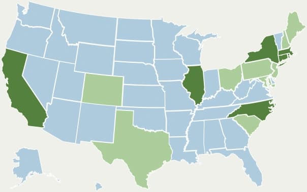 Map of the United States highlighting the states Haven serves and the states coming soon
