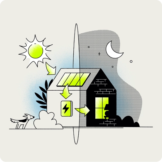 solar charging batteries illustration