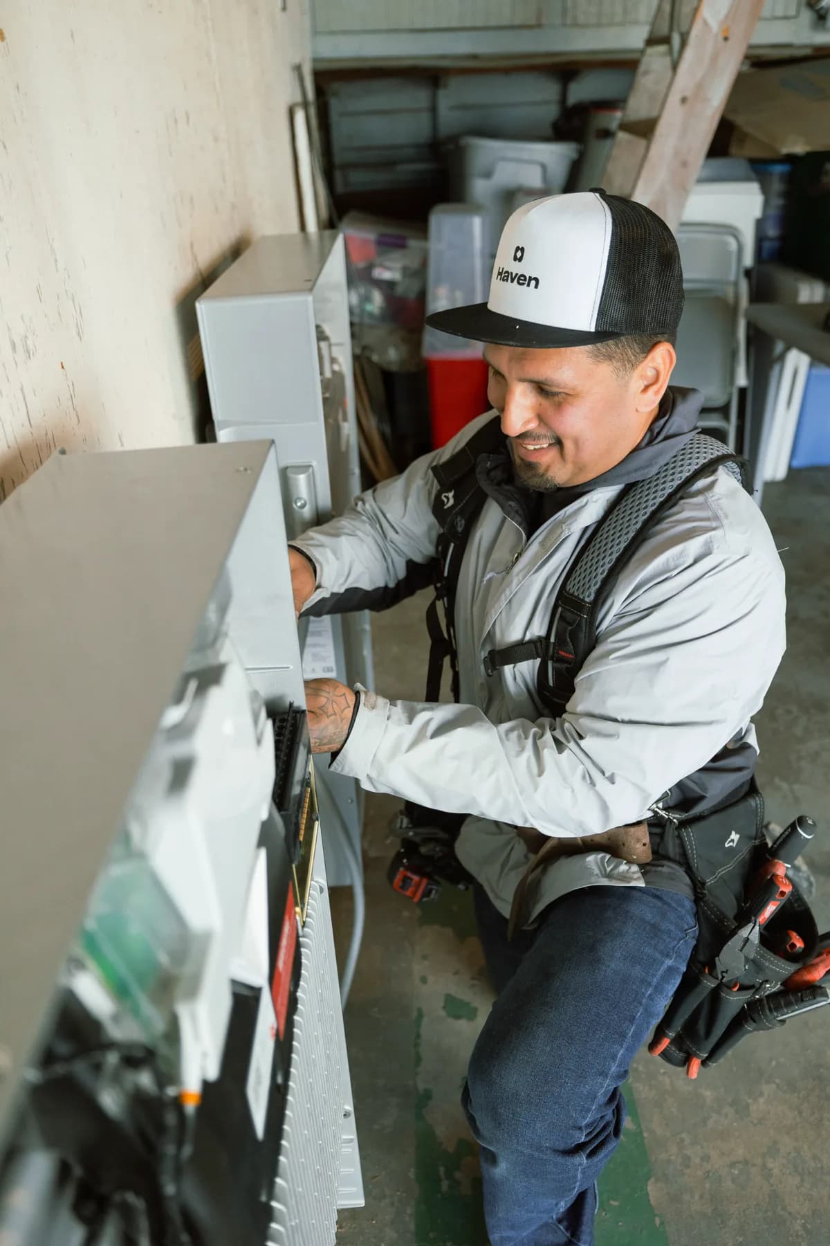 Haven technician installing a home battery system